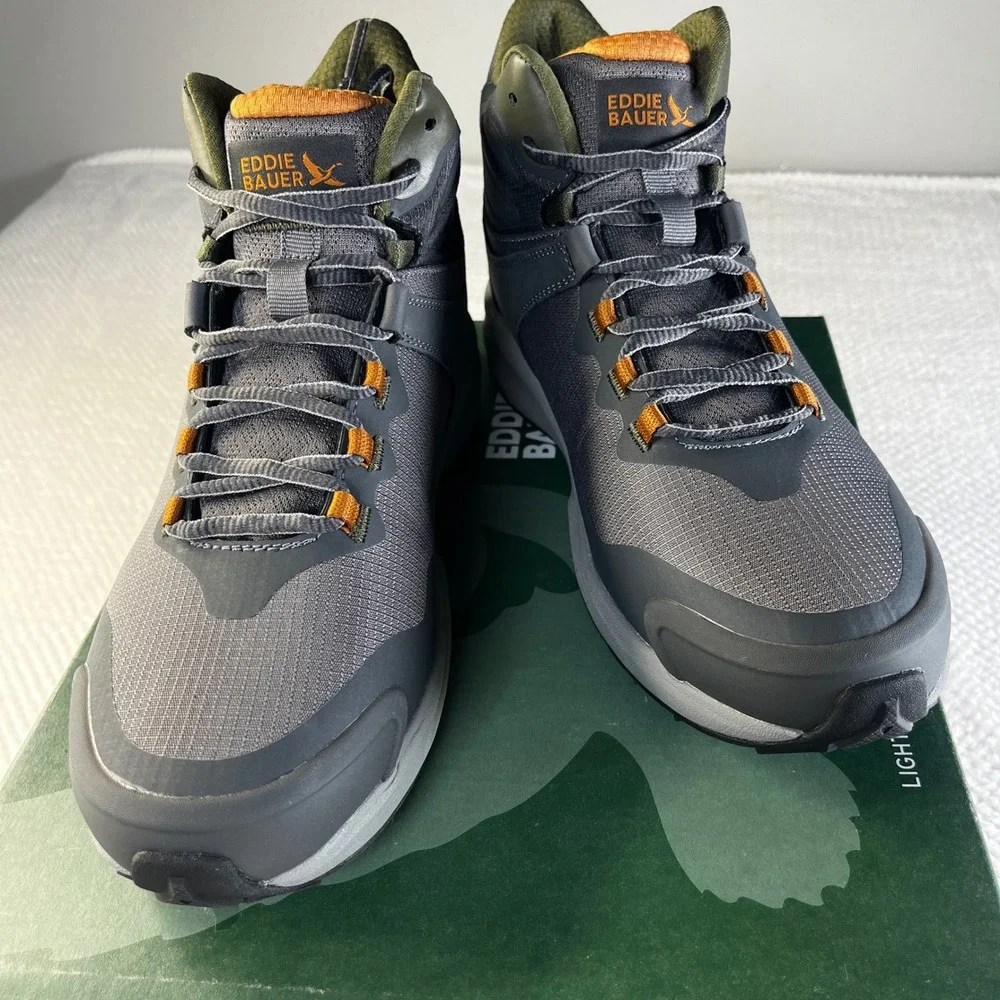 Eddie Bauer Rapoza Mens‎ Outdoor Hiking Boots Grey Orange 10.5 196084522081